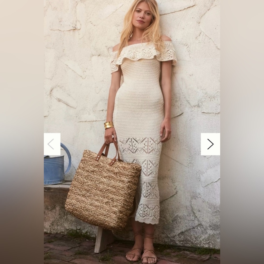 Anthropologie Off-Shoulder Cream Maxi Dress
